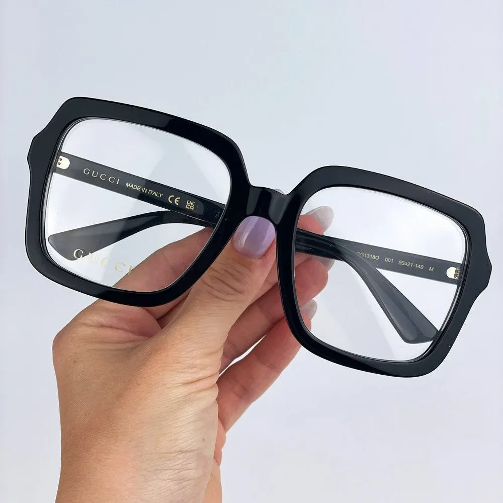 Gucci GG1318O 001 BRAND NEW Eyeglasses Black Square Women